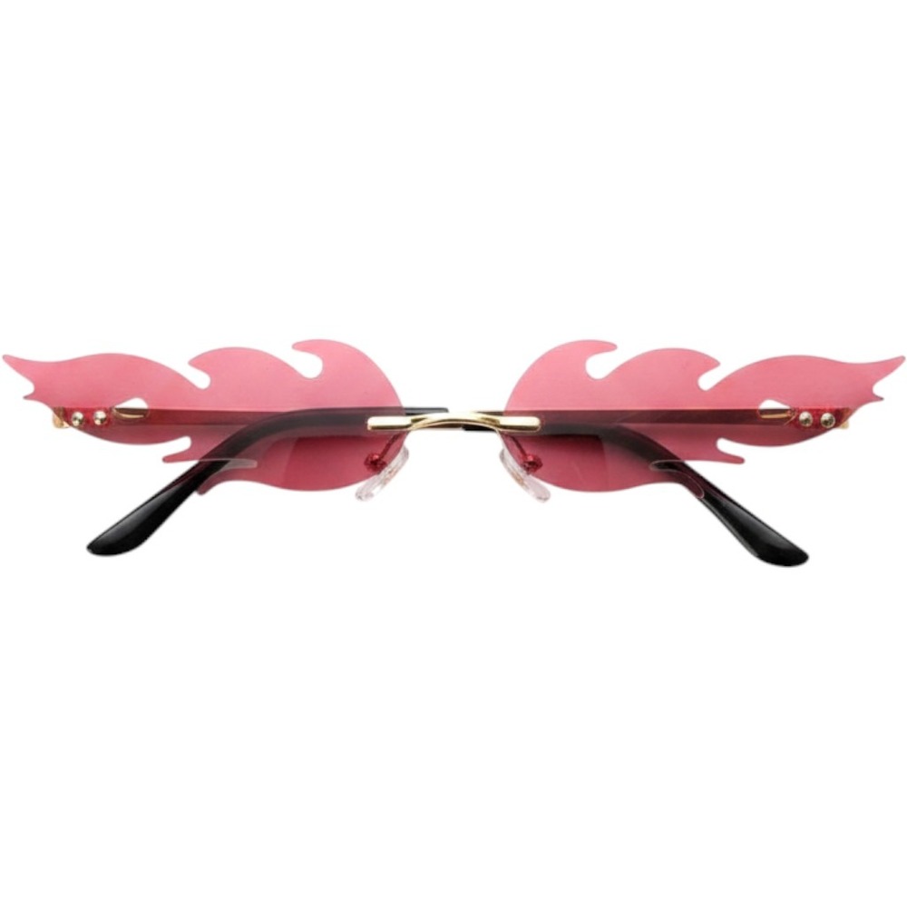 Petals and Peacocks Seek Positivity Red Flame Rimless Sunglasses Y2K Festival